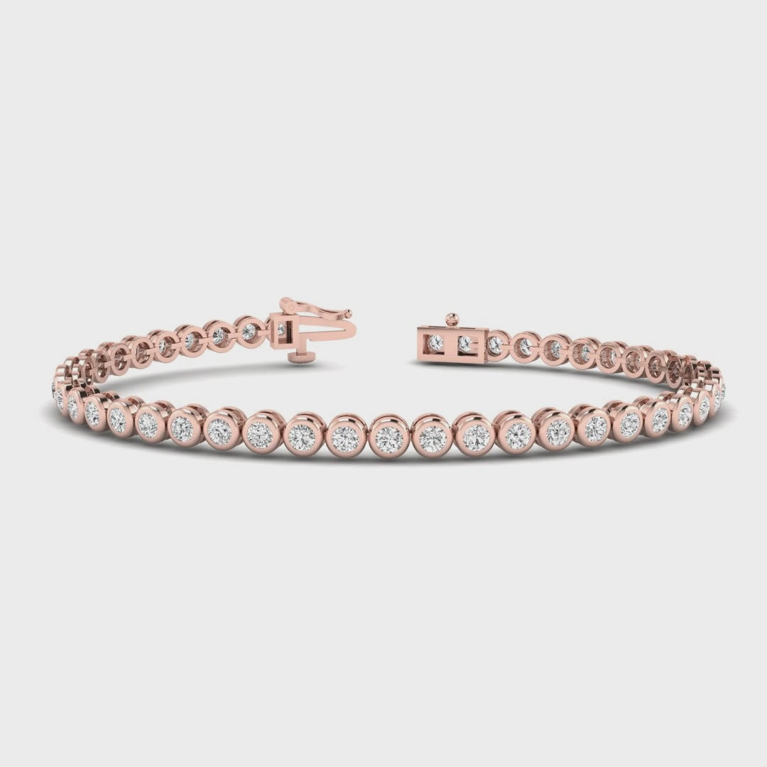 MET-WB-0014 | 14K Rose Gold | LGBT0125 | Rose Gold Round Bezel Bracelet (3-1/5ctw) | LGBT0125-1.mp4 | gallery
