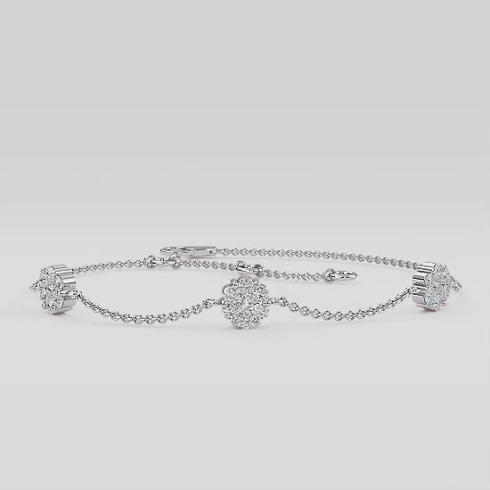 MET-WB-0006 | 14K White Gold | LGBT0065 | White Gold Station Cluster Adjustable Lab Grown Diamond Bracelet (3/8ctw) | LGBT0065-1.mp4