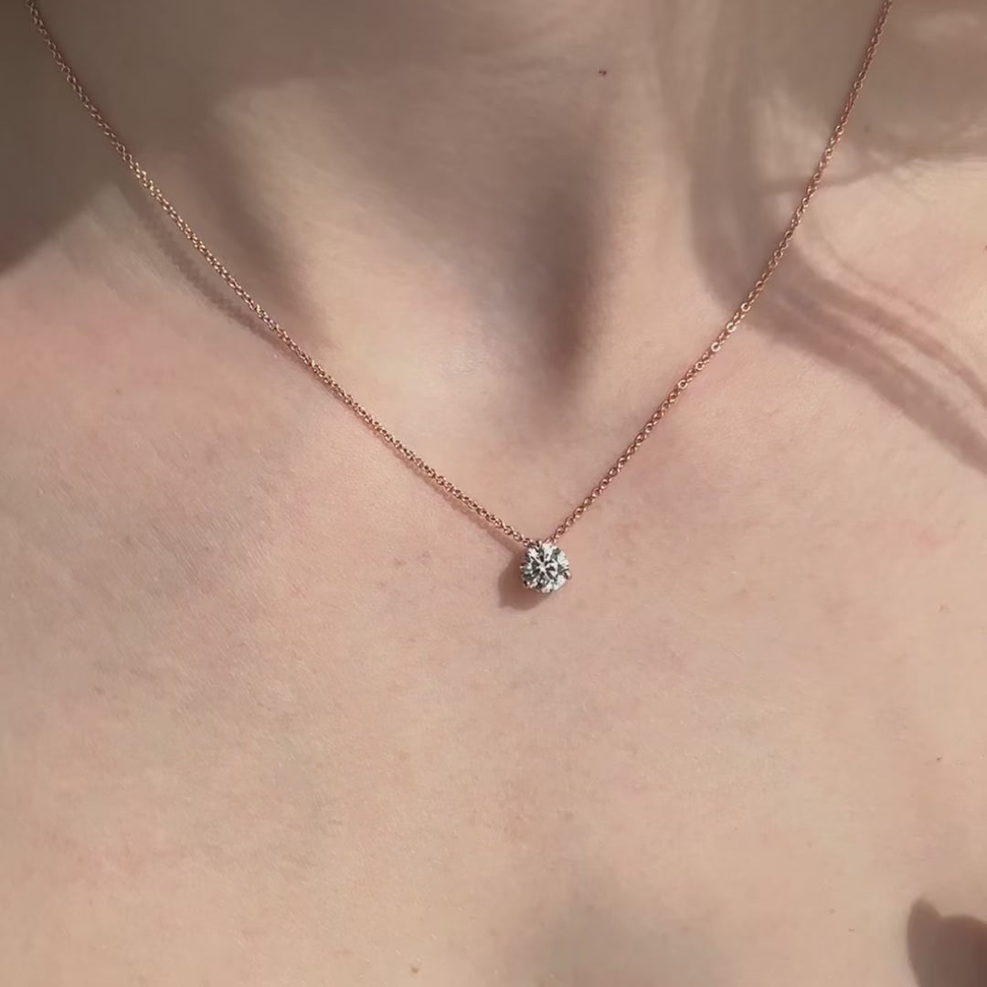 Three Prong Lab Grown Diamond Solitaire Pendant — LGP750006-vid.mp4