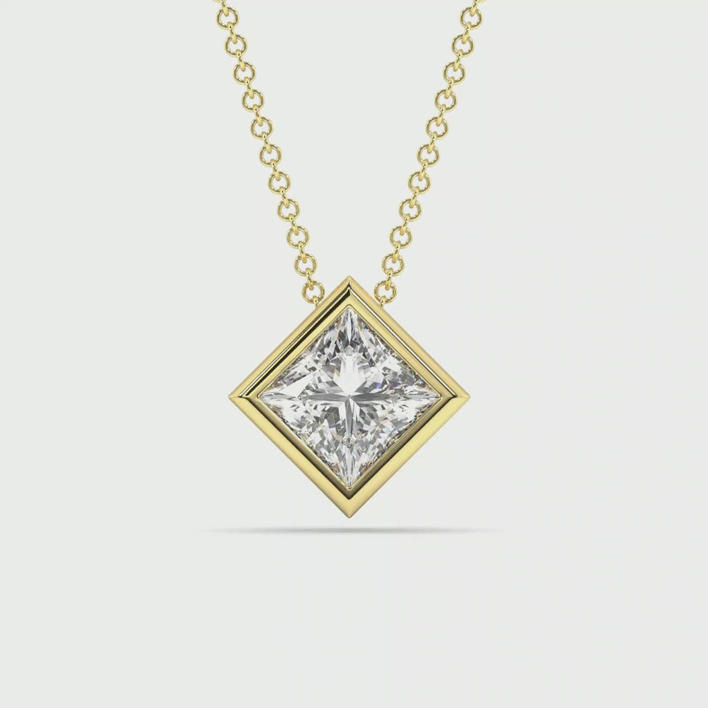 Bezel Set Lab Grown Diamond Solitaire Pendant — LGYFP0032-1.mp4