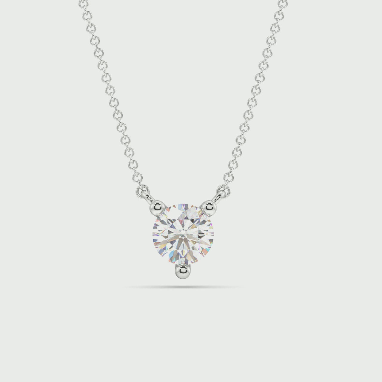 Three Prong Lab Grown Diamond Solitaire Pendant — LGP200009-1.mp4