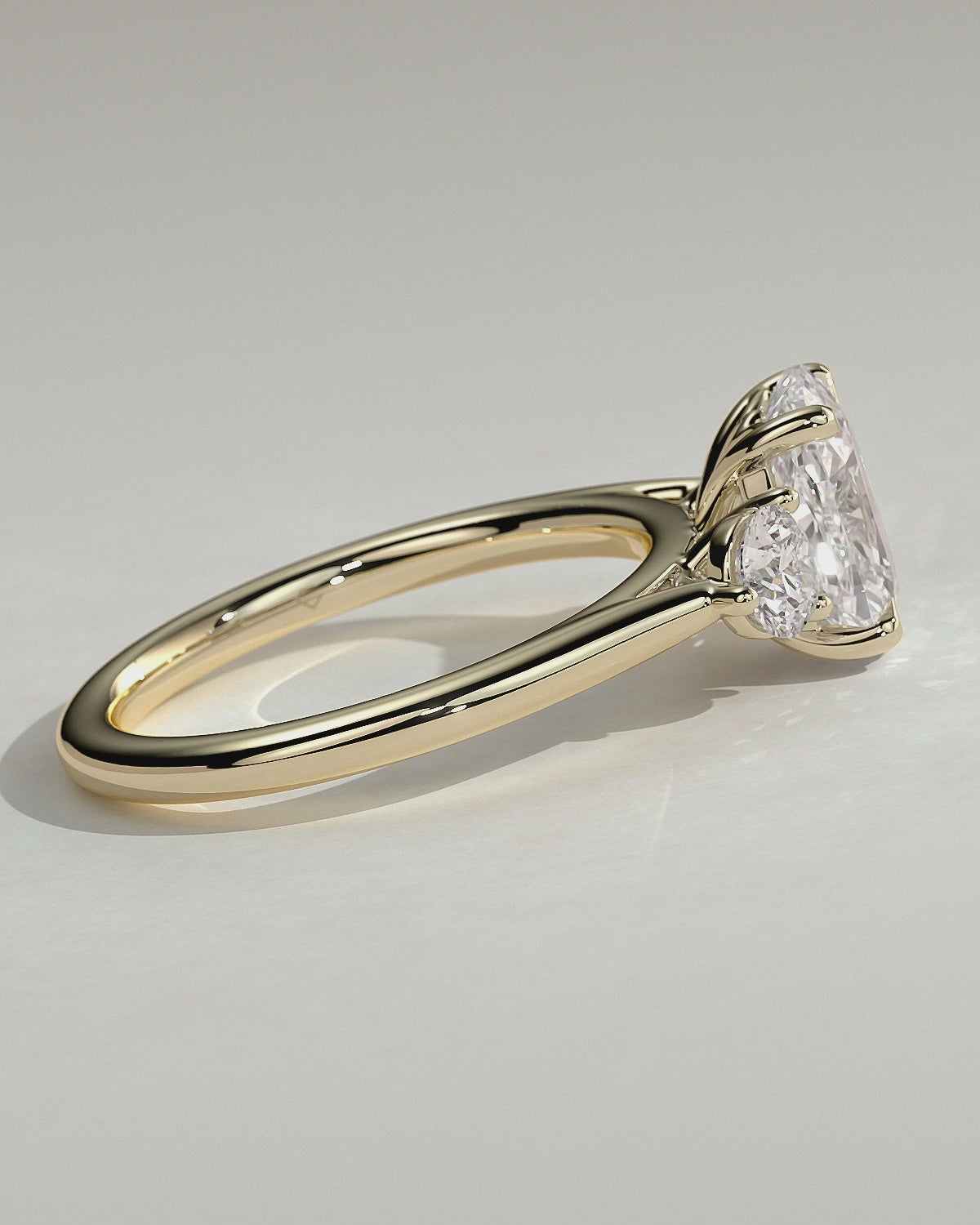 MET 0083 Elongated Cushion Three Stone Engagement Ring