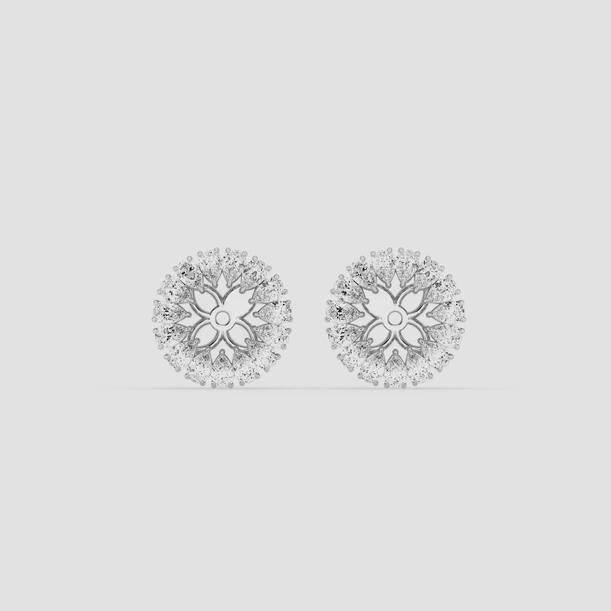 Pære Halo diamant øredobbjakker | GBK030 — 14K hvitt gull / 7/8 ctw — film