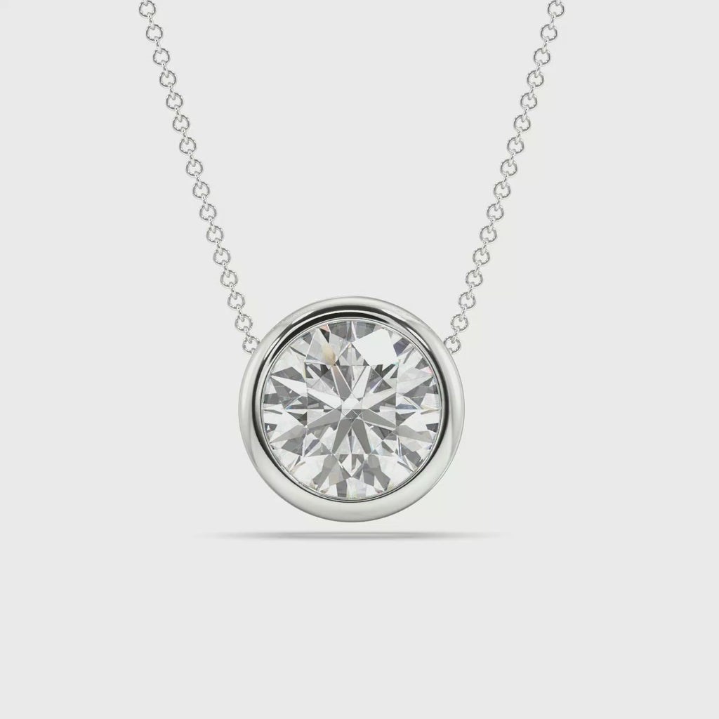 Bezel Set Lab Grown Diamond Solitaire Pendant — LGWFP0062-1.mp4
