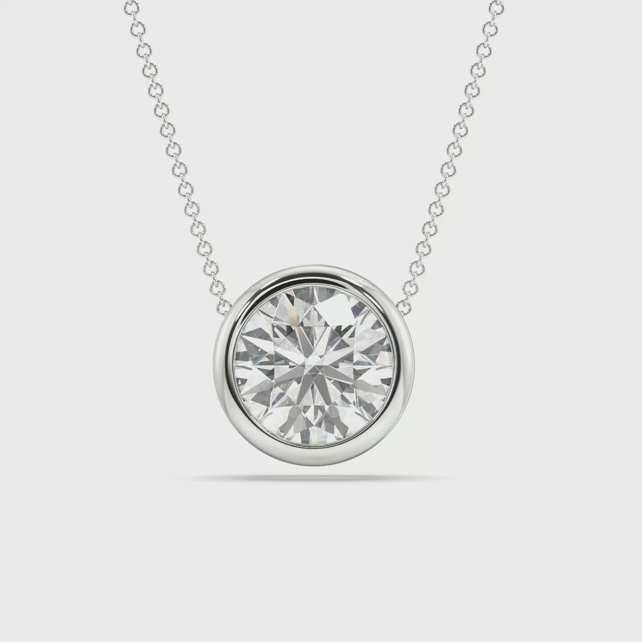 Bezel Set Lab Grown Diamond Solitaire Pendant — LGWFP0062-1.mp4