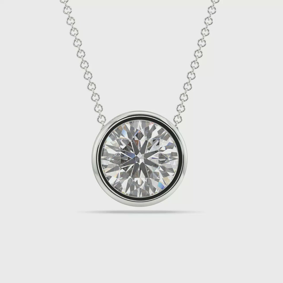 Bezel Set Lab Grown Diamond Solitaire Pendant — LGWFP0065-1.mp4