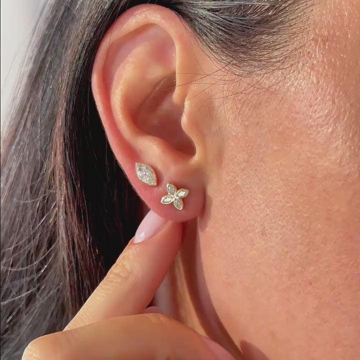 Rosette Lab-Grown Diamond Stud Earrings styling video | MET-RE-0028-M03