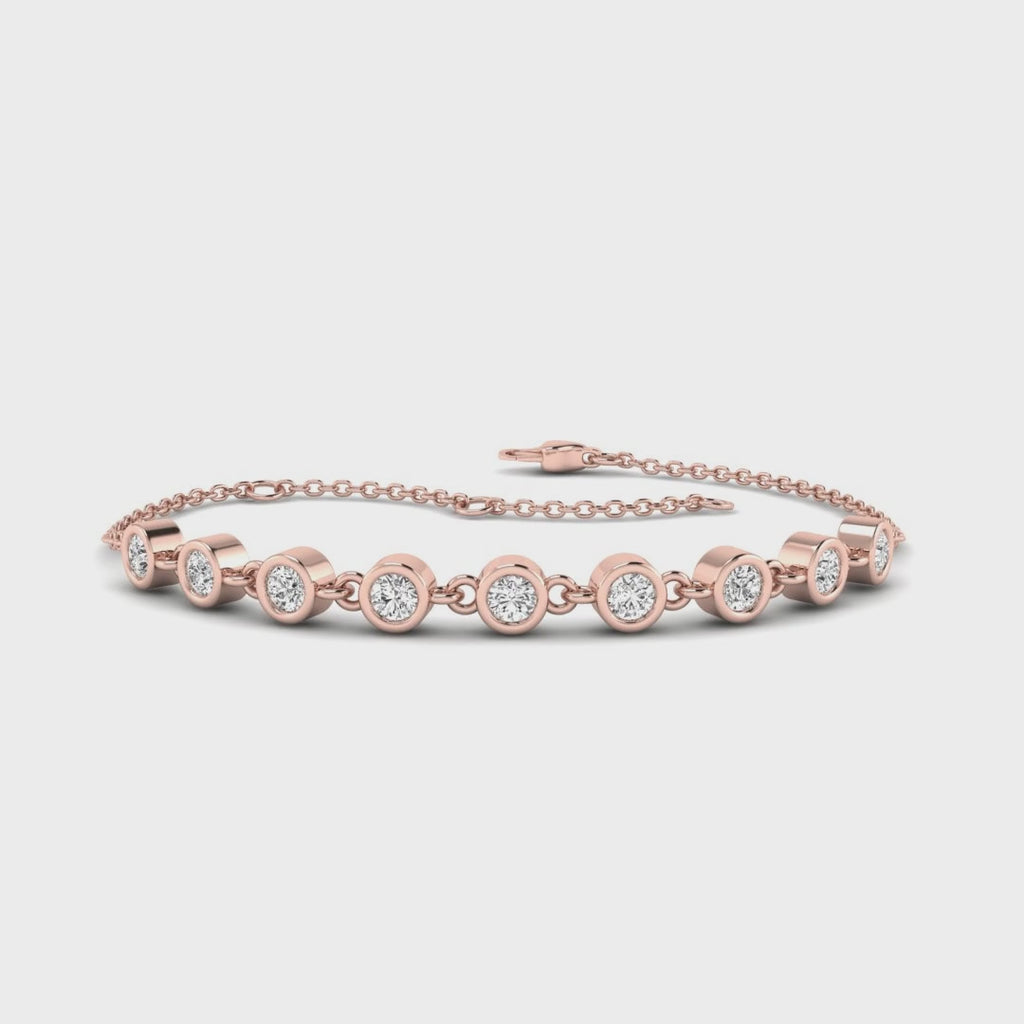 MET-WB-0007 | 14K Rose Gold | LGBT0104 | Rose Gold Bubble Bezel Bracelet (1ctw) | LGBT0104-1.mp4