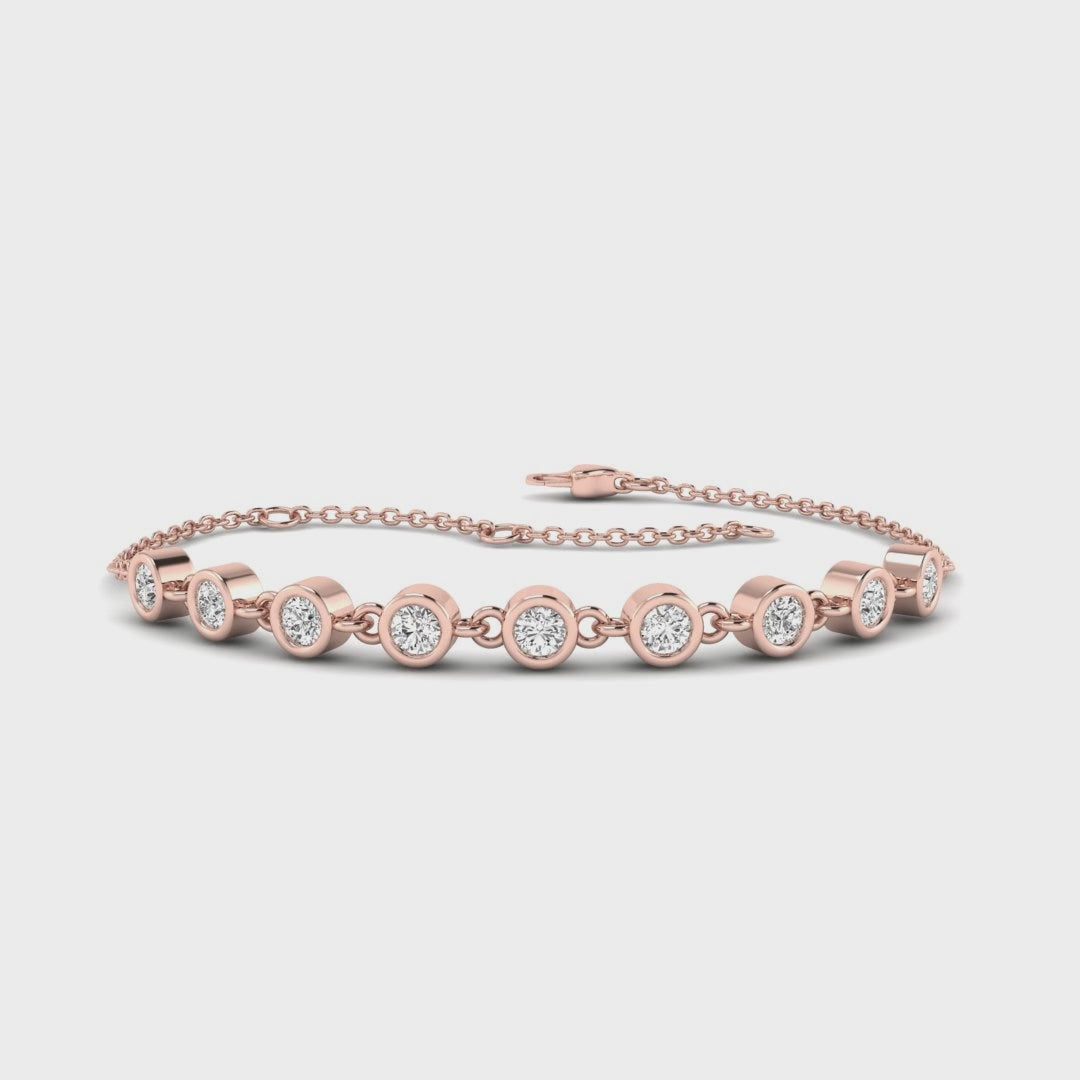 MET-WB-0007 | 14K Rose Gold | LGBT0104 | Rose Gold Bubble Bezel Bracelet (1ctw) | LGBT0104-1.mp4