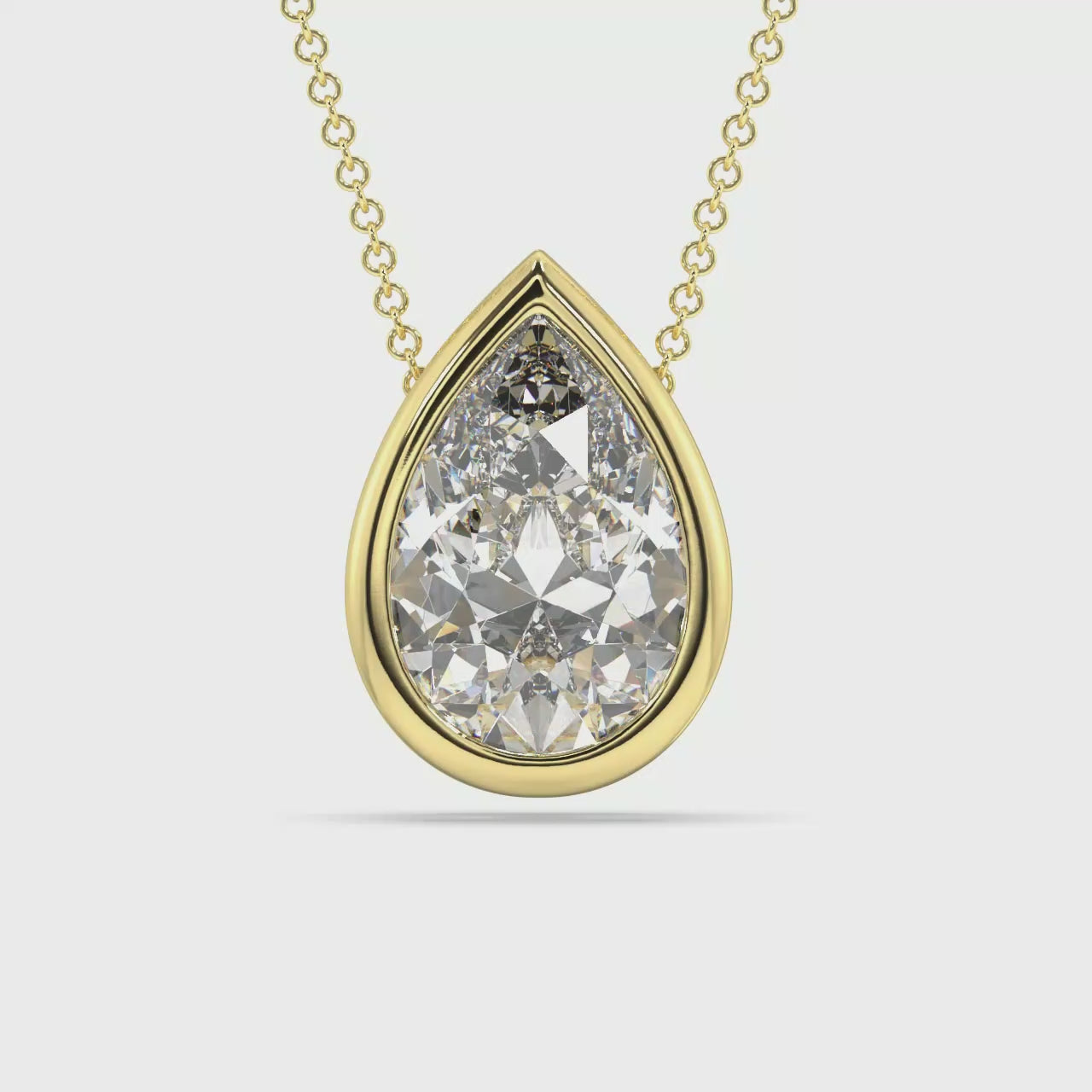Bezel Set Lab Grown Diamond Solitaire Pendant — LGYFP0028-1.mp4