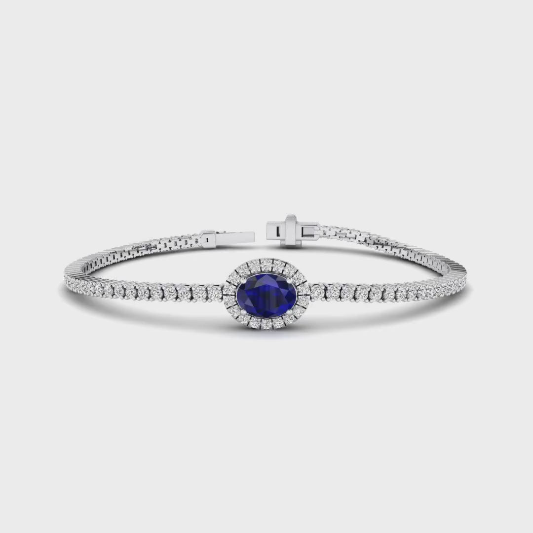 MET-WB-0078 | 14K White Gold | LGBT0184 | White Gold Oval Sapphire Diamond Bracelet | LGBT0184-1.mp4