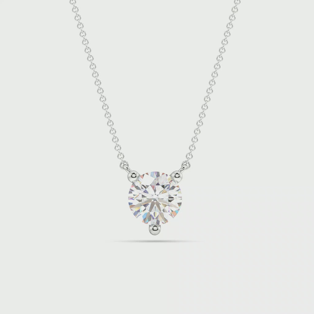 Three Prong Lab Grown Diamond Solitaire Pendant — LGP500109-1.mp4