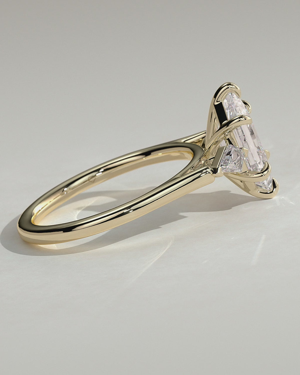 MET 0095 Elongated Hexagon Three Stone Engagement Ring