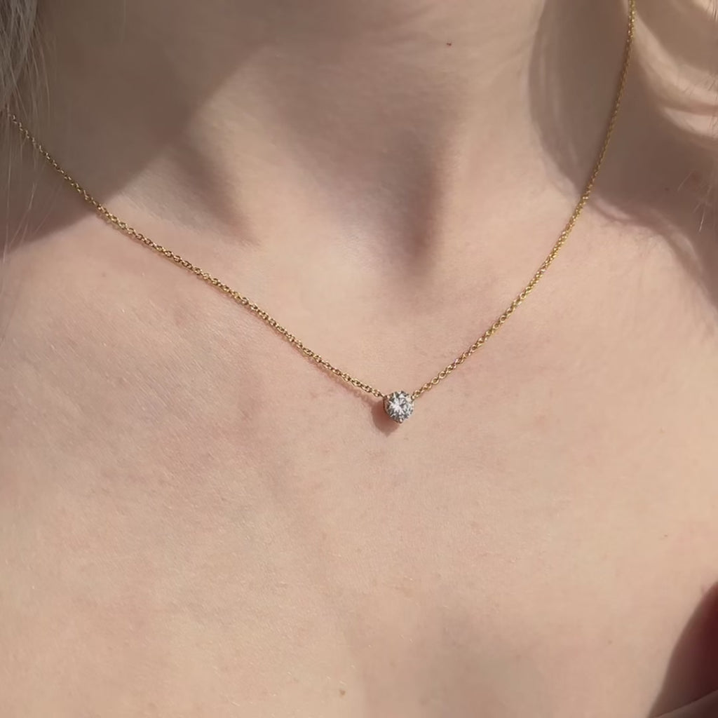Three Prong Lab Grown Diamond Solitaire Pendant — LGP500009-vid.mp4