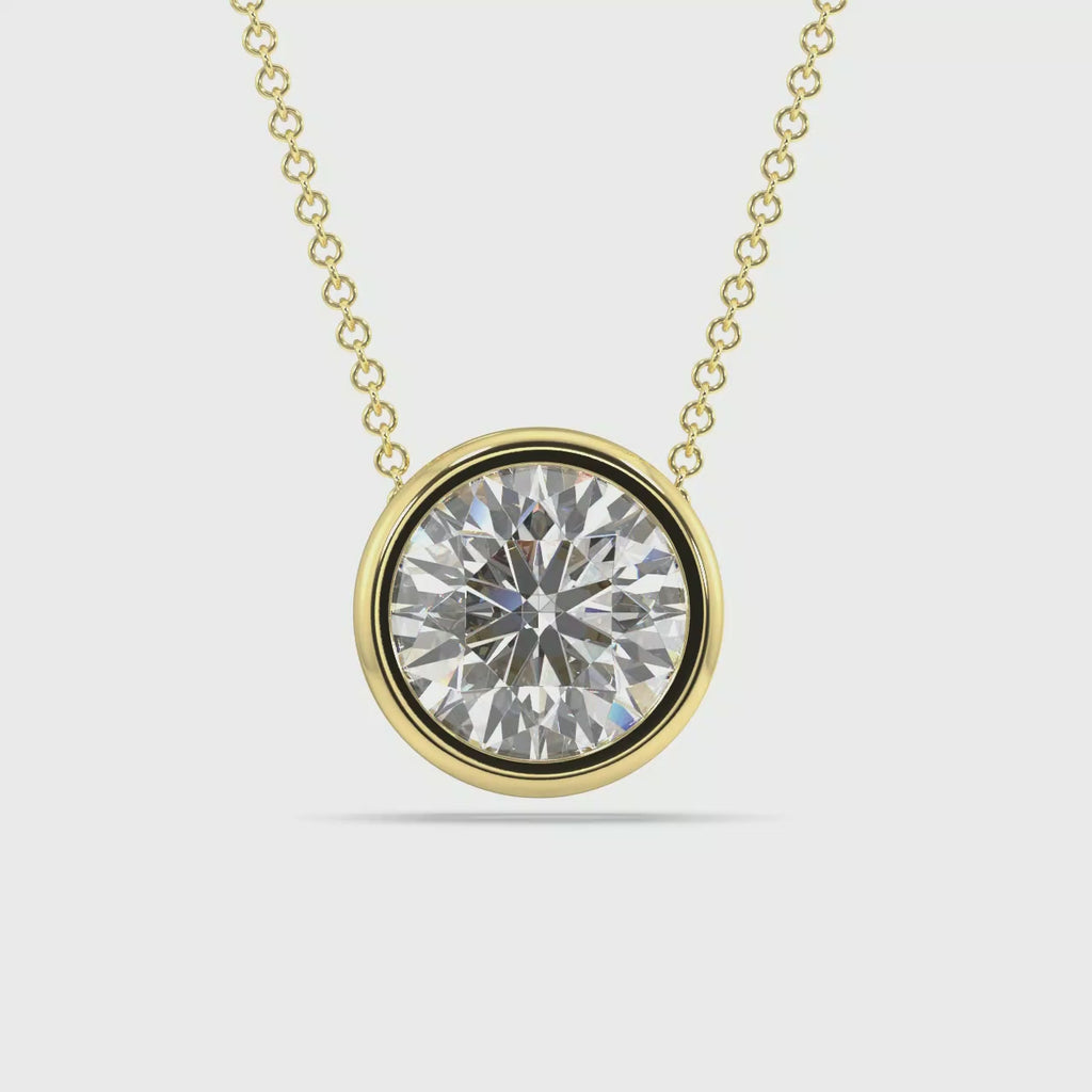 Bezel Set Lab Grown Diamond Solitaire Pendant — LGYFP0033-1.mp4