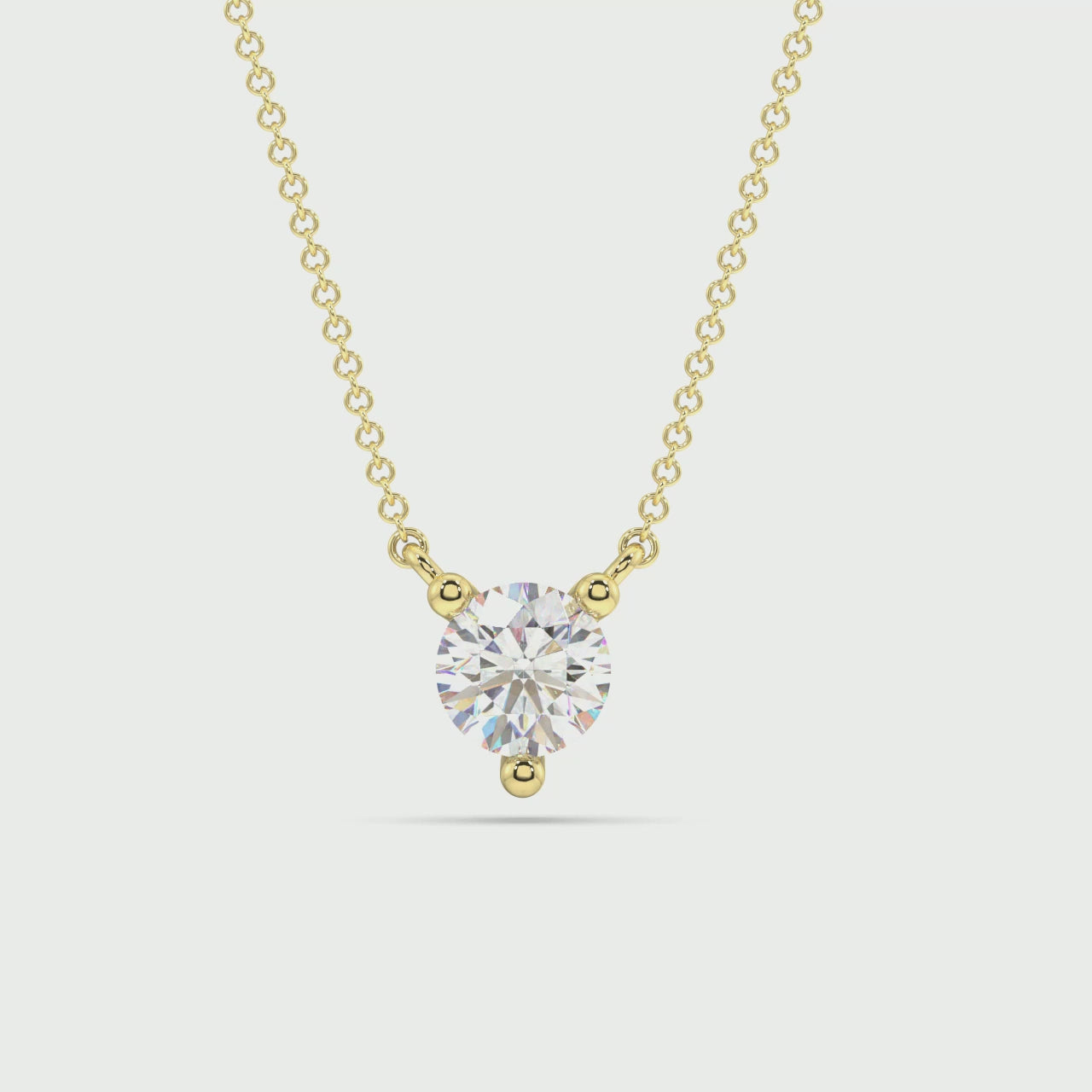 Three Prong Lab Grown Diamond Solitaire Pendant — LGP200010-1.mp4