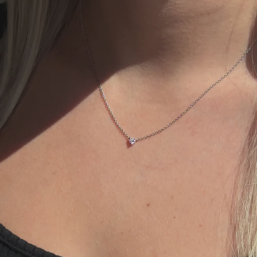 Three Prong Lab Grown Diamond Solitaire Pendant — LGPSV002-vid.mp4