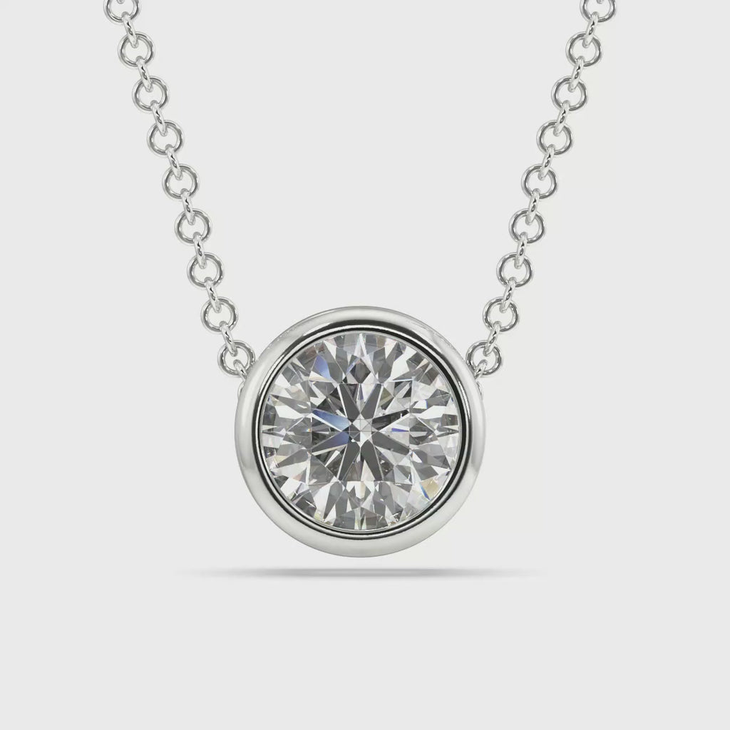 Bezel Set Lab Grown Diamond Solitaire Pendant — LGP100009-1.mp4