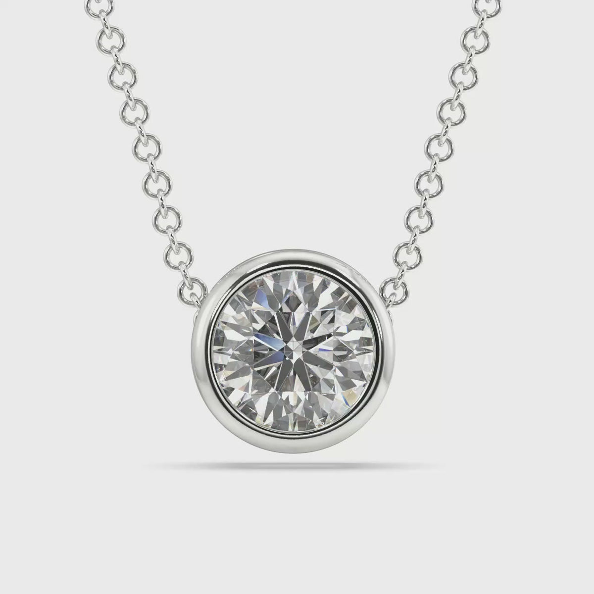 Bezel Set Lab Grown Diamond Solitaire Pendant — LGP100009-1.mp4