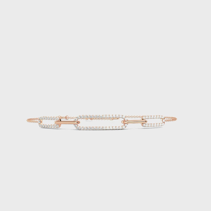 MET-WB-0017 | 14K Rose Gold | LGBT0056 | Rose Gold Paper Clip Lab Grown Diamond Adjustable Bracelet (1/3ctw) | LGBT0056-1.mp4
