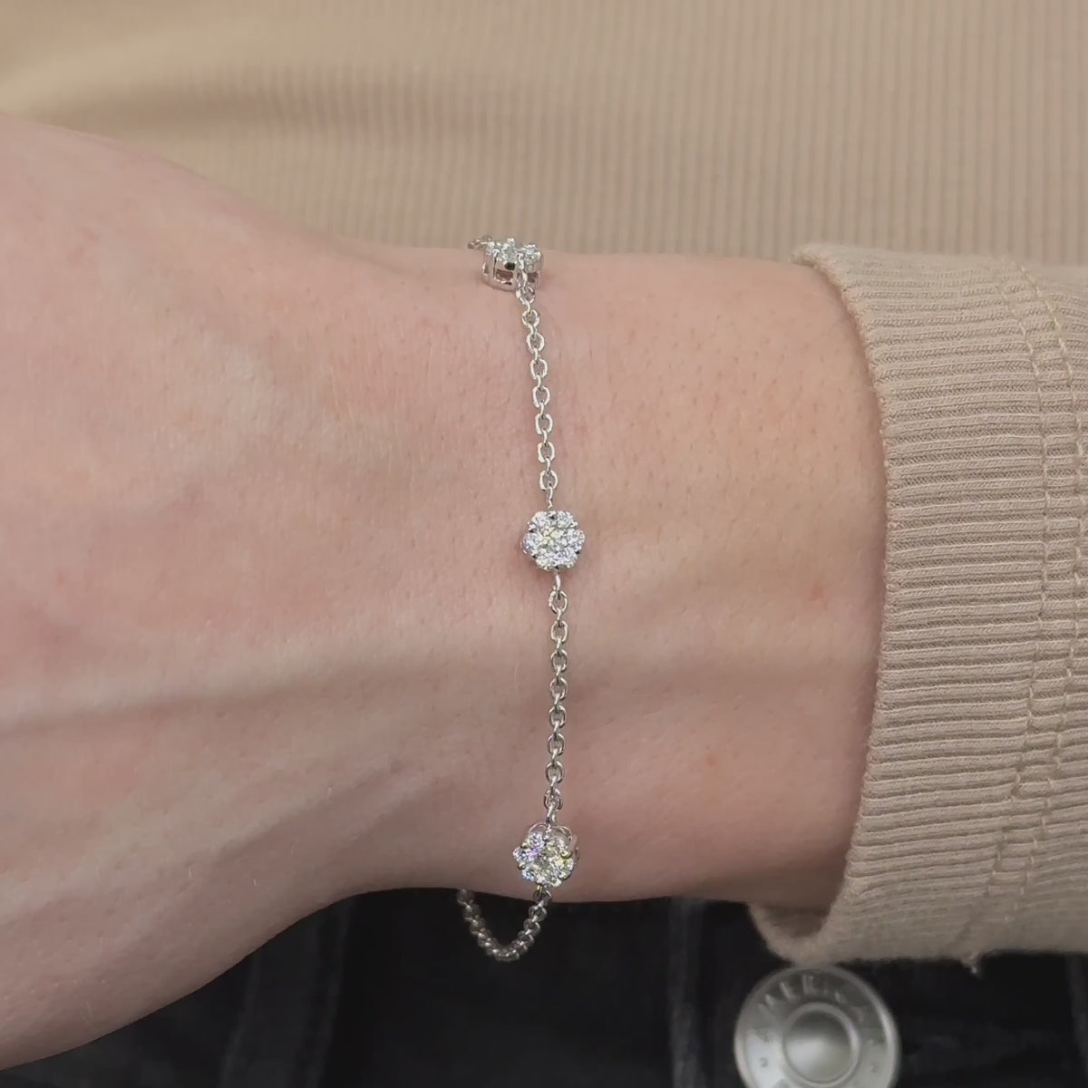 MET-WB-0006 | 14K White Gold | LGBT0065 | White Gold Station Cluster Adjustable Lab Grown Diamond Bracelet (3/8ctw) | LGBT0065-vid.mp4