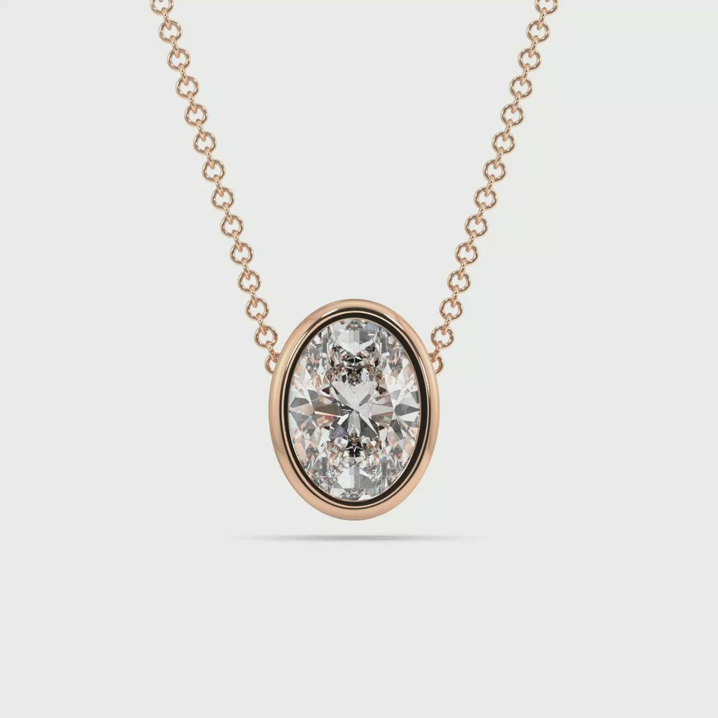 Bezel Set Lab Grown Diamond Solitaire Pendant — LGRFP0021-1.mp4