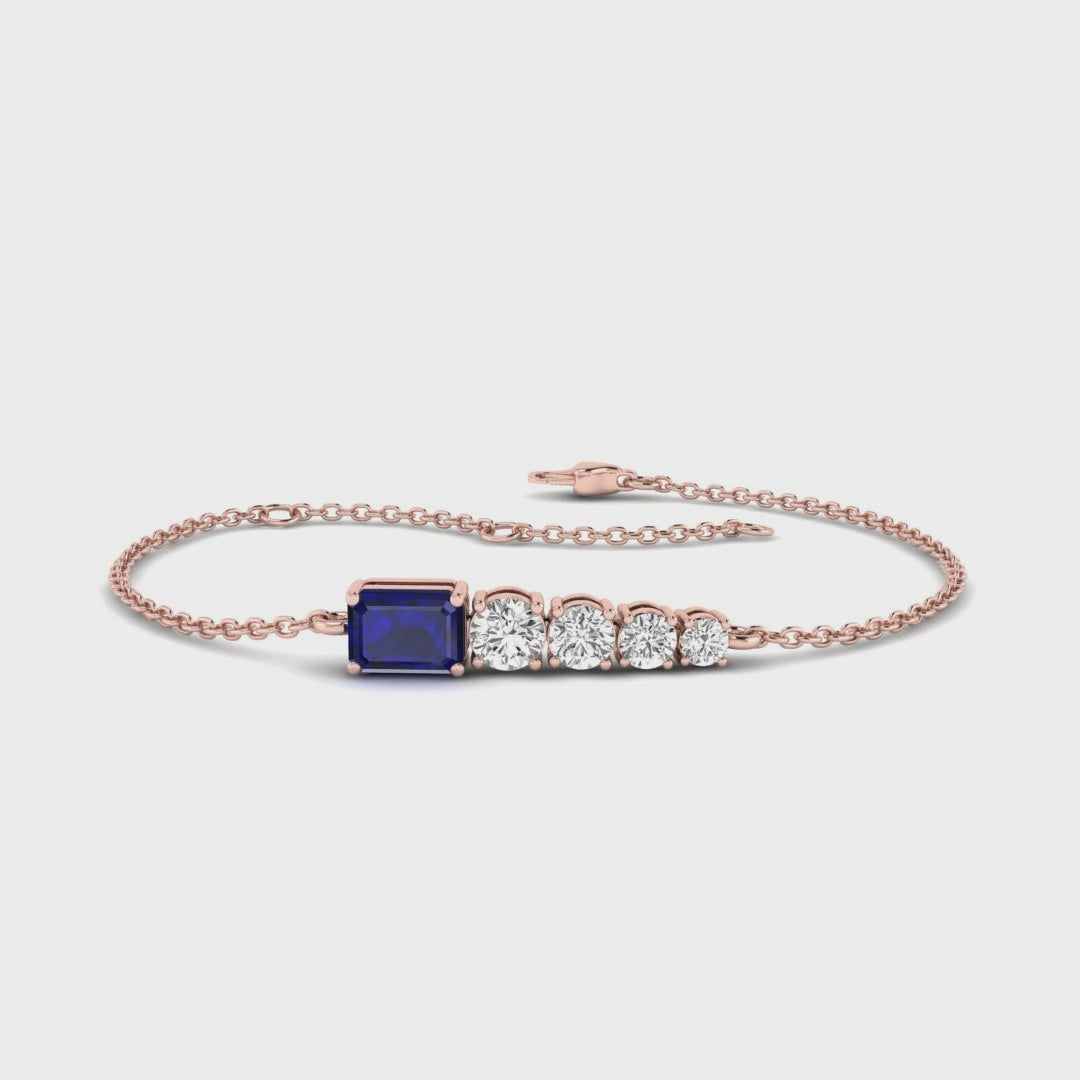 MET-WB-0052 | 14K Rose Gold | LGBT0139 | Rose Gold Kate Sapphire & Diamond Bracelet | LGBT0139-1.mp4