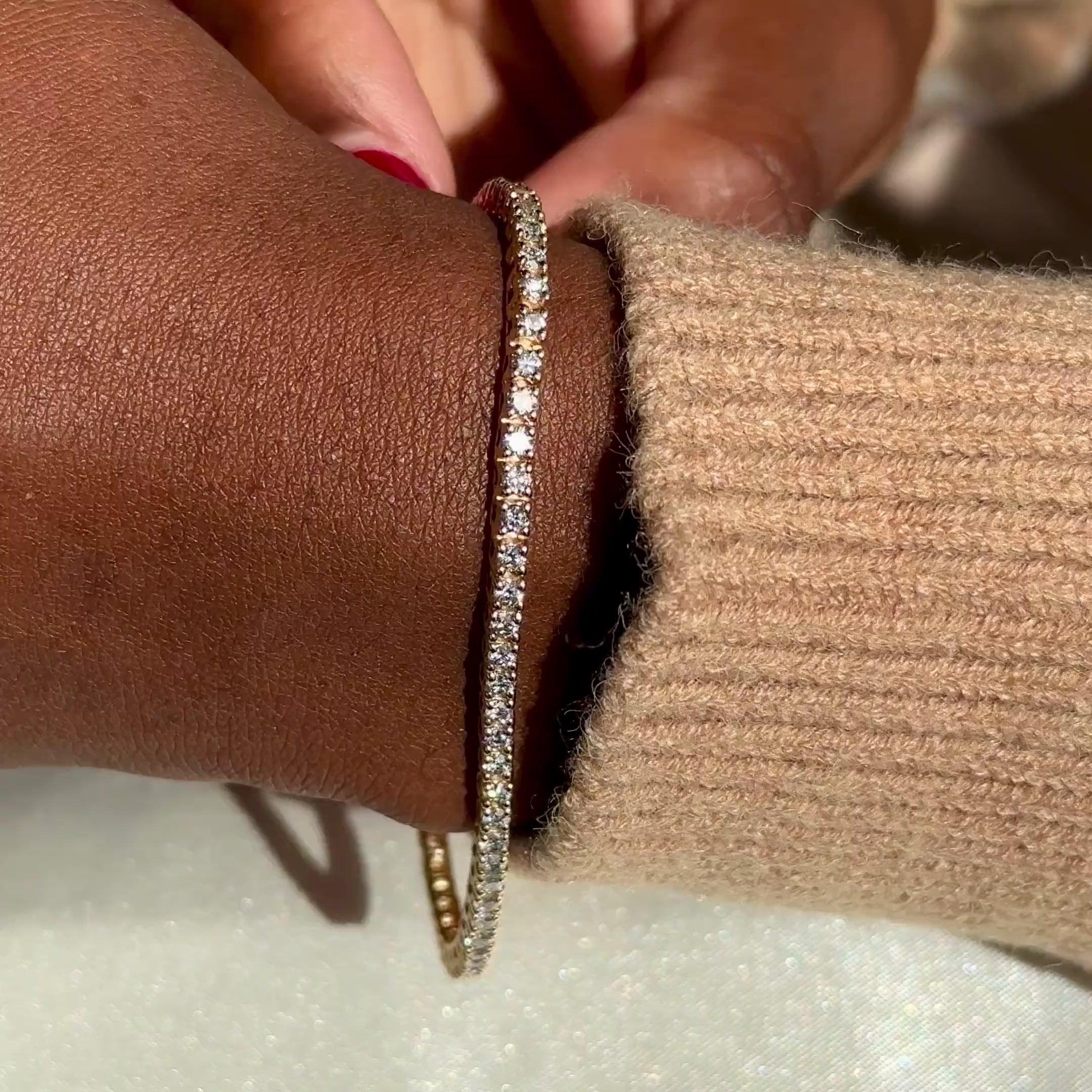 MET-WB-0039 | 14K Rose Gold | LGB300011 | Rose Gold 3ctw Lab Grown Diamond Tennis Bracelet | LGB300011-vid.mp4