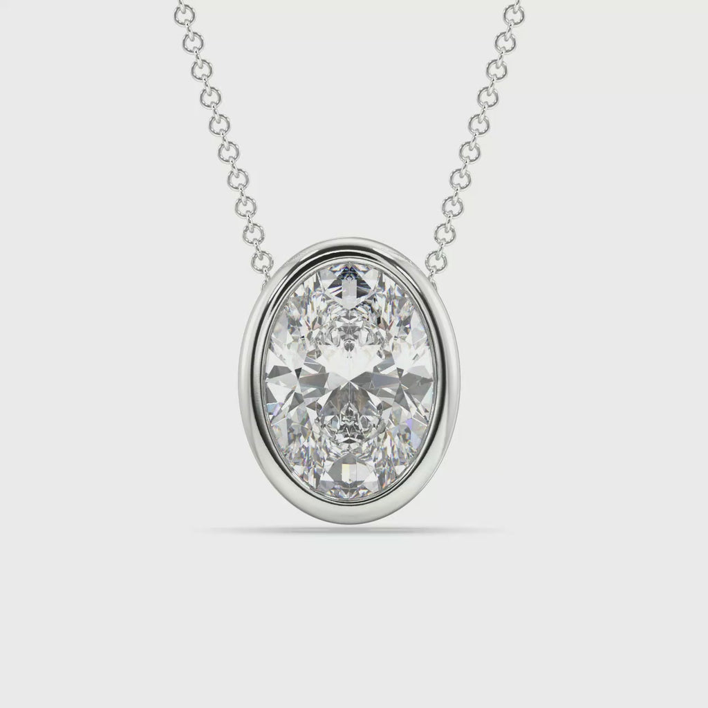 Bezel Set Lab Grown Diamond Solitaire Pendant — LGWFP0055-1.mp4