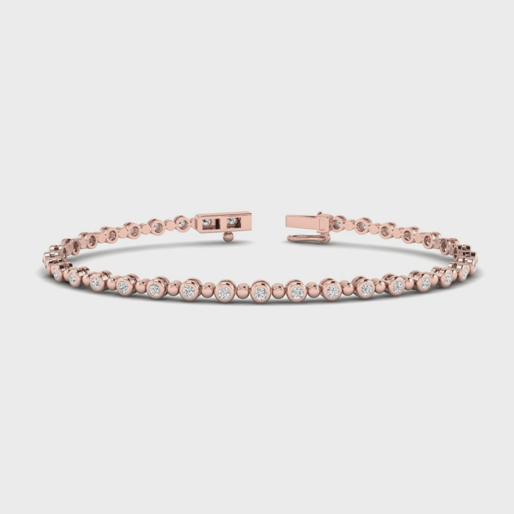 MET-WB-0012 | 14K Rose Gold | LGBT0128 | Rose Gold Bubble Bezel Tennis Bracelet (1ctw) | LGBT0128-1.mp4 | gallery