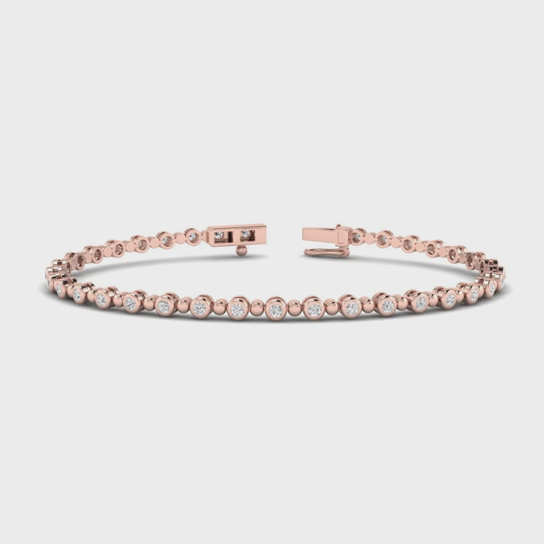 MET-WB-0012 | 14K Rose Gold | LGBT0128 | Rose Gold Bubble Bezel Tennis Bracelet (1ctw) | LGBT0128-1.mp4 | gallery