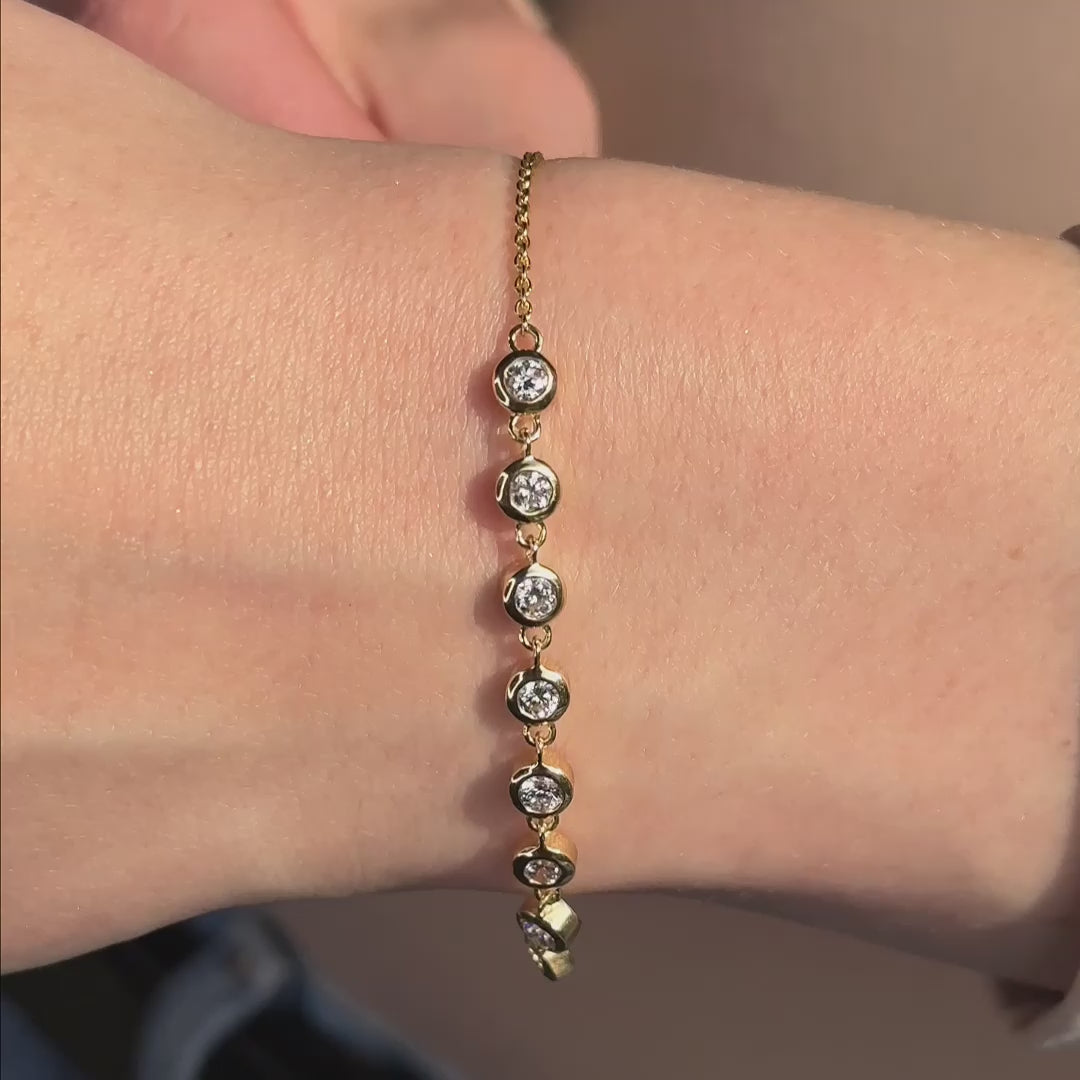 MET-WB-0007 | 14K Yellow Gold | LGBT0106 | Yellow Gold Bubble Bezel Bracelet (1ctw) | LGBT0106-vid.mp4