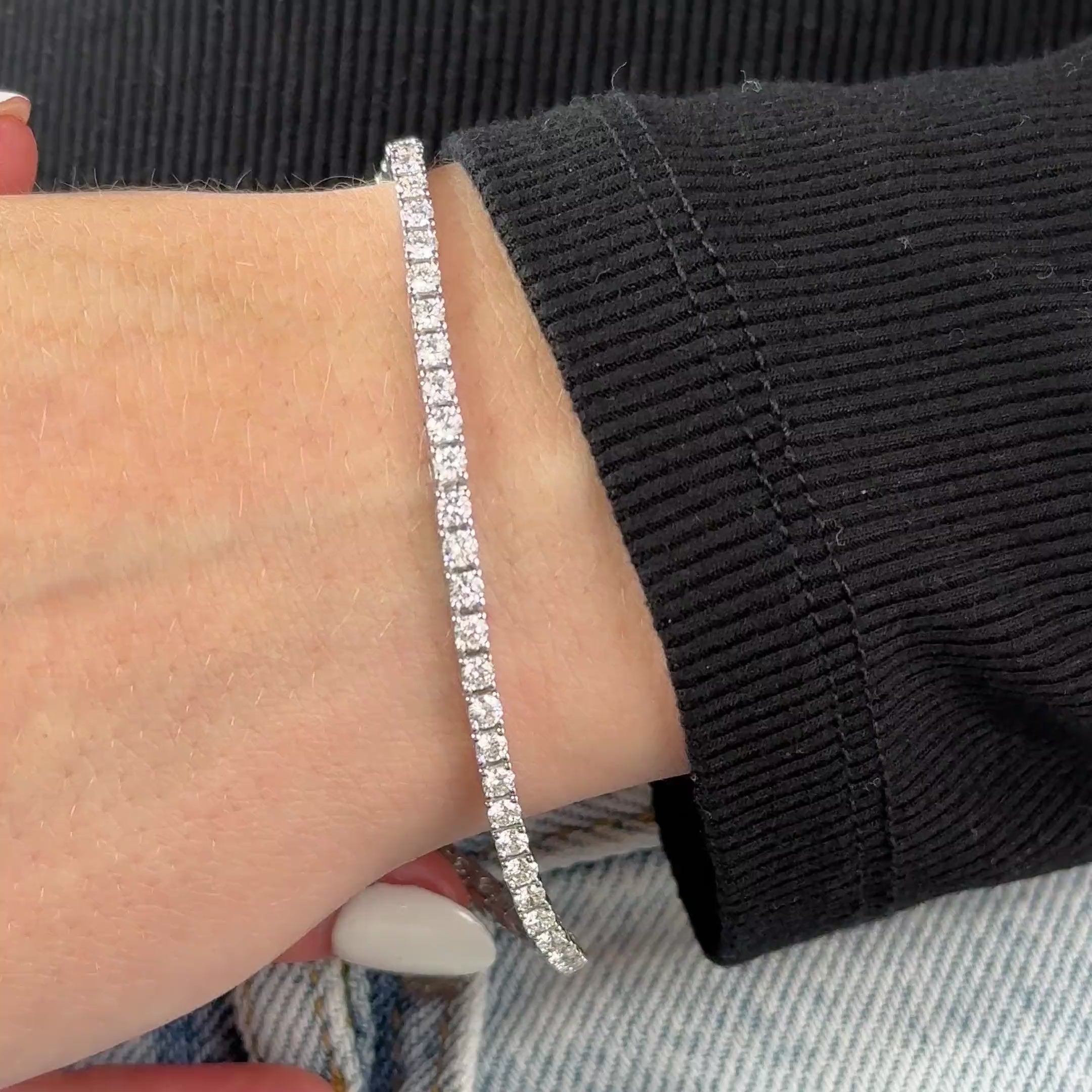MET-WB-0034 | 14K White Gold | LGB400009 | White Gold 4ctw Lab Grown Diamond Tennis Bracelet | LGB400009-vid.mp4