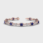 MET-WB-0058 | 14K Rose Gold | LGBT0172 | Rose Gold Sapphire & Diamond Halo Bracelet (6-1/2ctw) | LGBT0172-1.mp4