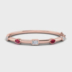 MET-WB-0075 | 14K Rose Gold | LGBB0029 | Rose Gold Bold Ruby Mixed Shaped Bangle | LGBB0029-1.mp4