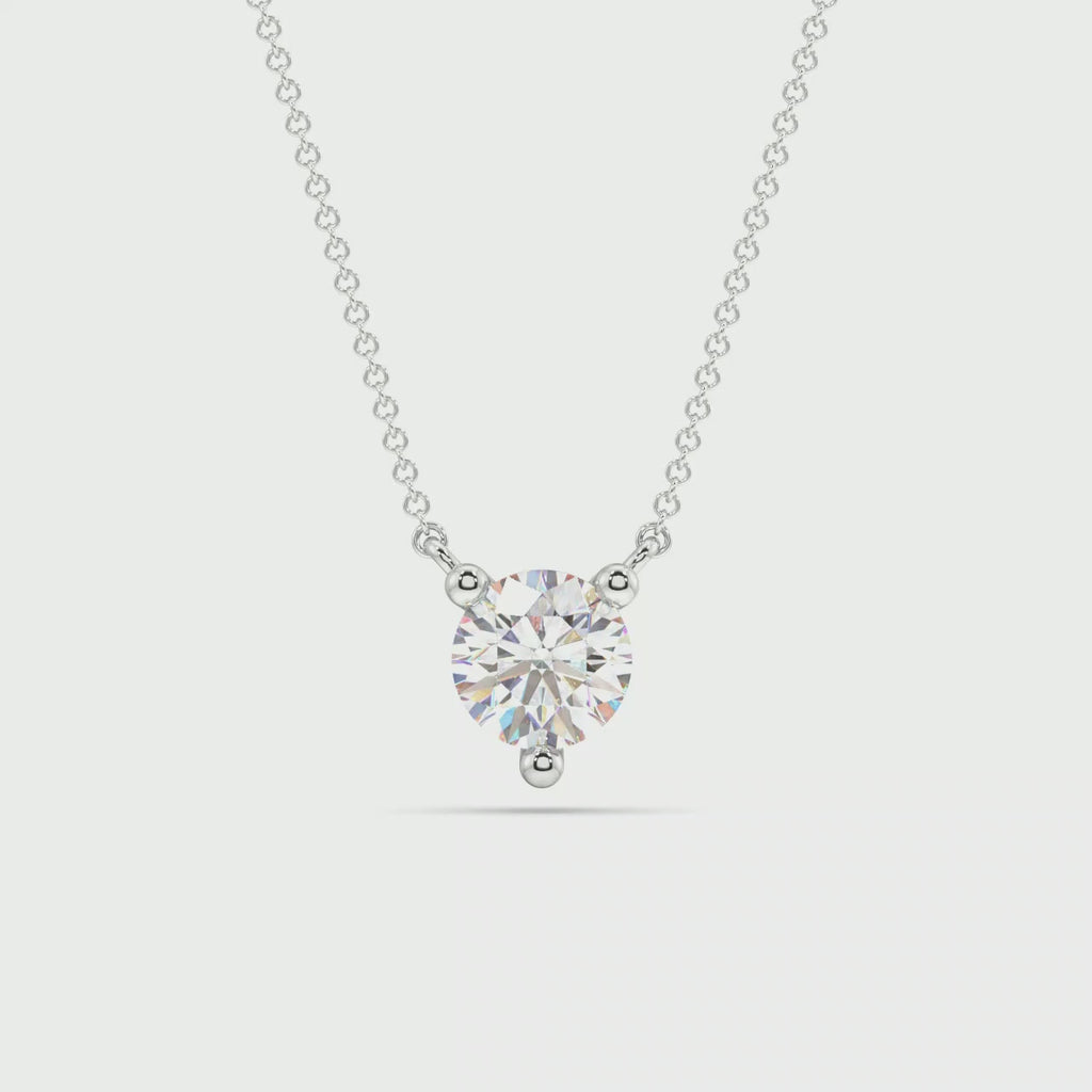Three Prong Lab Grown Diamond Solitaire Pendant — LGP330012-1.mp4