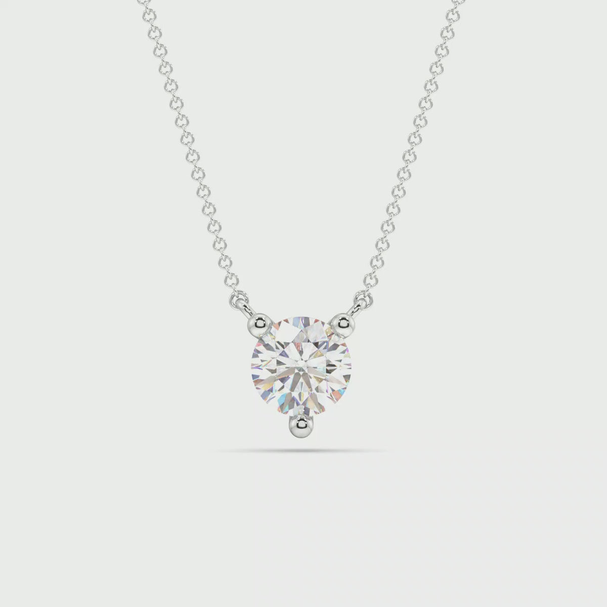Three Prong Lab Grown Diamond Solitaire Pendant — LGP330012-1.mp4