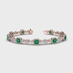 MET-WB-0060 | 14K Rose Gold | LGBT0170 | Rose Gold Emerald & Diamond Halo Bracelet (6-1/2ctw) | LGBT0170-1.mp4