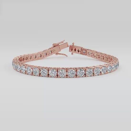 MET-WB-0030 | 14K Rose Gold | LGBO90040 | Rose Gold 18ctw Lab Grown Diamond Tennis Bracelet | LGBO90040-1.mp4