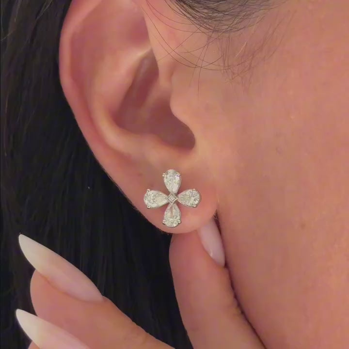 Pear-Shaped Lab-Grown Diamond Cluster Earrings styling video | MET-RE-0021-M03