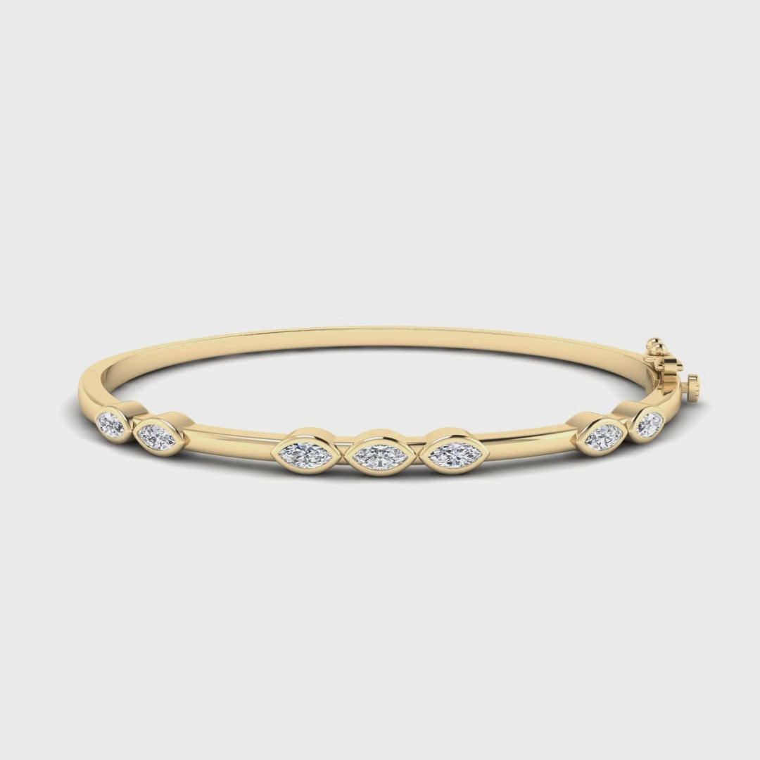 MET-WB-0004 | 14K Yellow Gold | LGBB0024 | Yellow Gold Harmony Marquise Bangle (3/4ctw) | LGBB0024-1.mp4