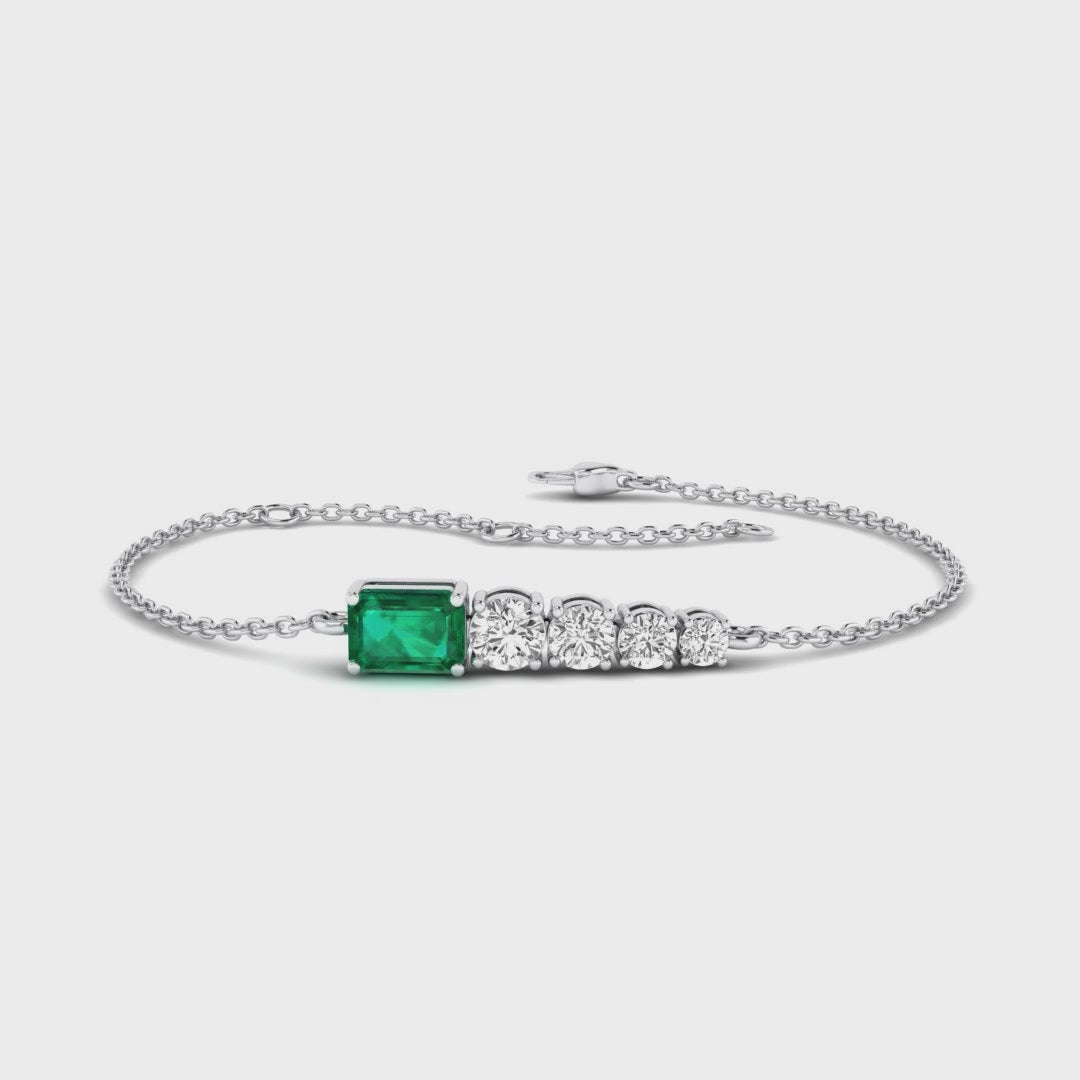 MET-WB-0054 | 14K White Gold | LGBT0140 | White Gold Kate Emerald & Diamond Bracelet | LGBT0140-1.mp4