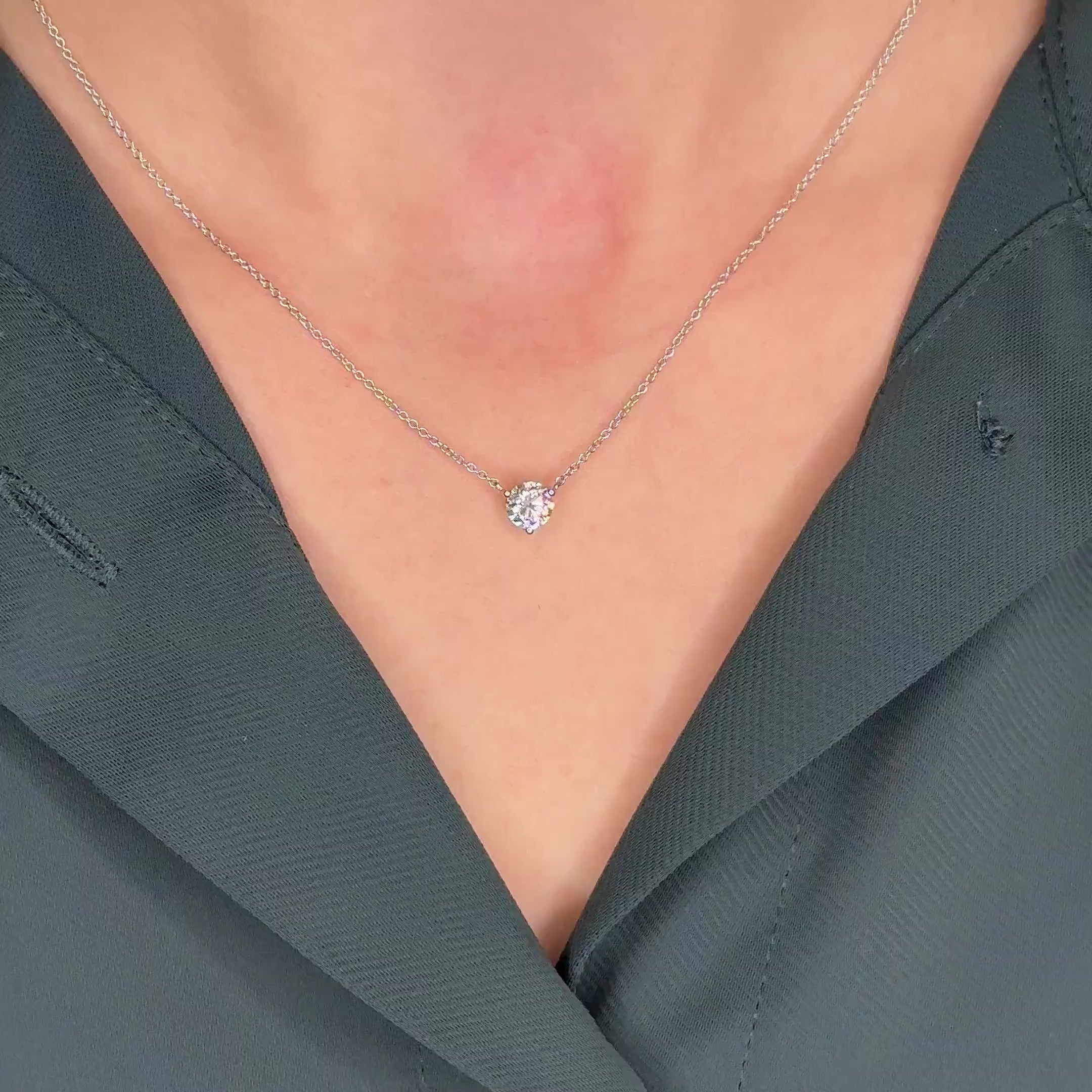 Three Prong Lab Grown Diamond Solitaire Pendant — LGP500109-vid.mp4