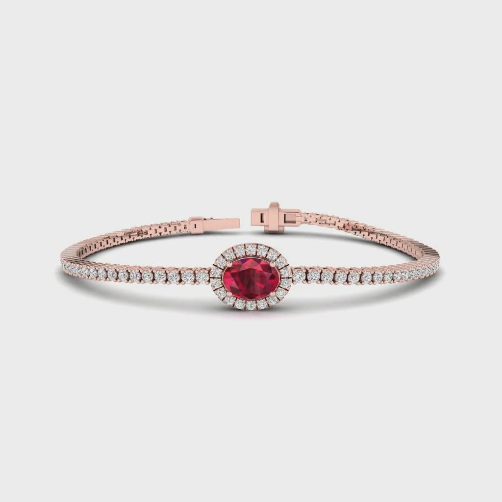 MET-WB-0079 | 14K Rose Gold | LGBT0180 | Rose Gold Oval Ruby Diamond Bracelet | LGBT0180-1.mp4