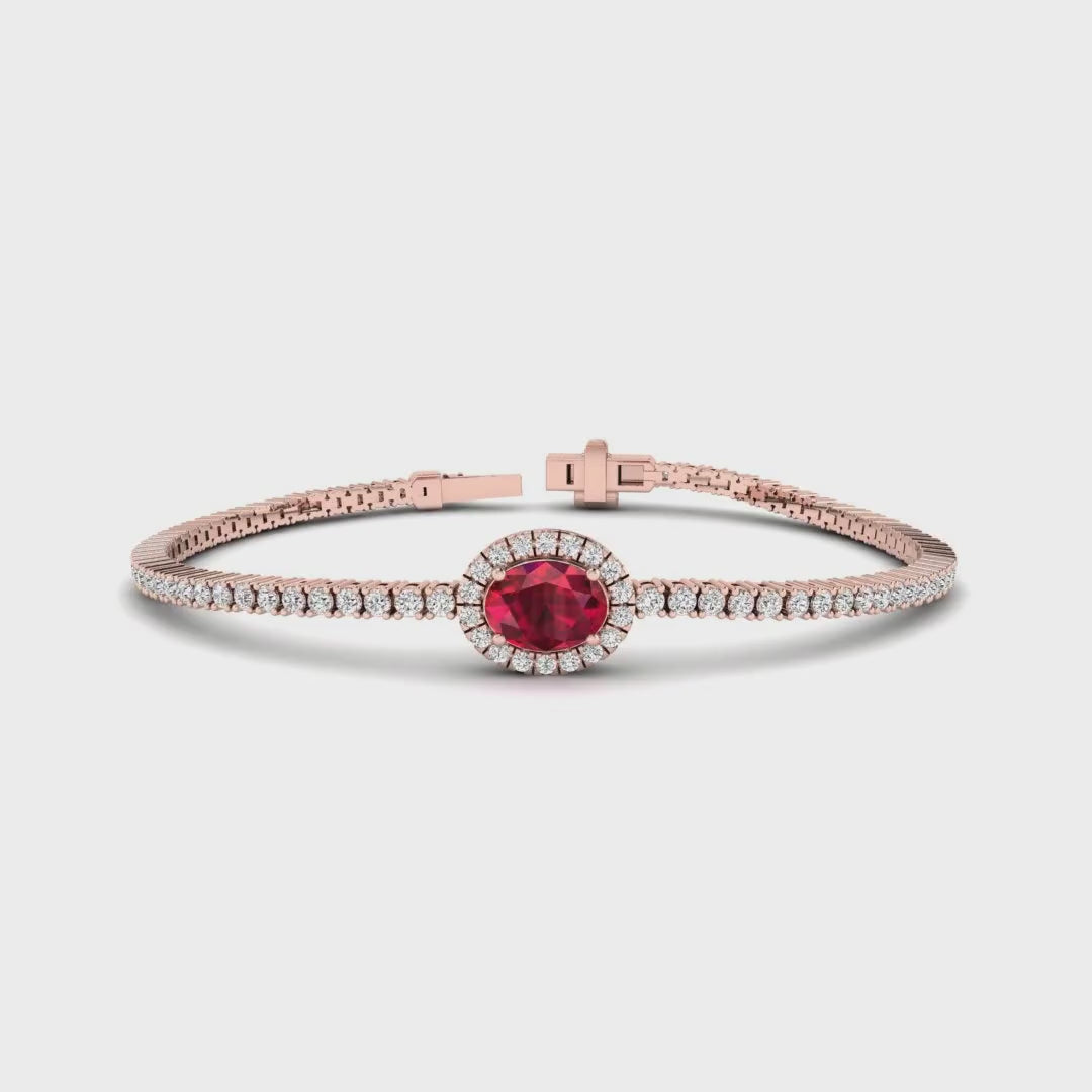 MET-WB-0079 | 14K Rose Gold | LGBT0180 | Rose Gold Oval Ruby Diamond Bracelet | LGBT0180-1.mp4