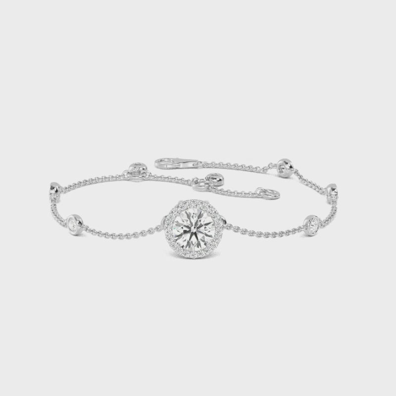 MET-WB-0009 | 14K White Gold | LGBT0064 | White Gold Round Halo Adjustable Lab Grown Diamond Bracelet (9/10ctw) | LGBT0064-1.mp4