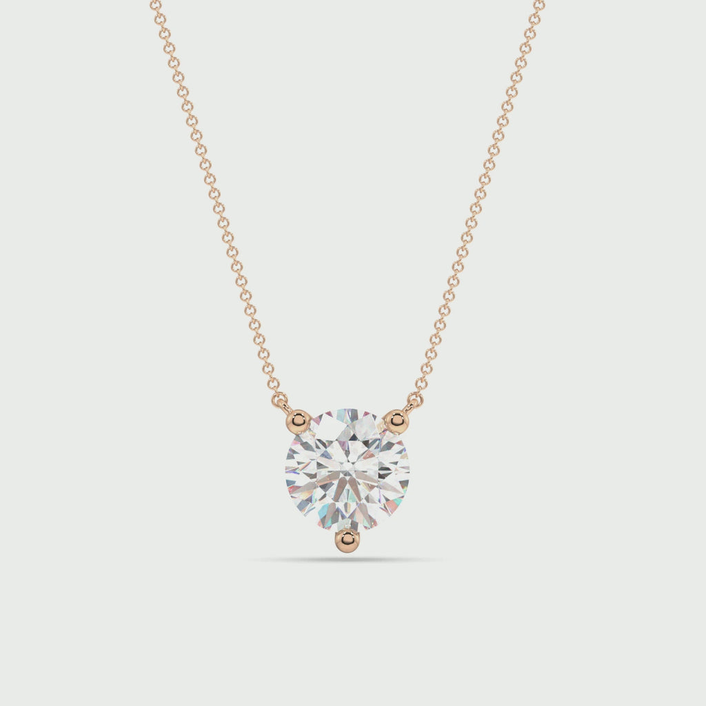 Three Prong Lab Grown Diamond Solitaire Pendant — LGP100017-1.mp4
