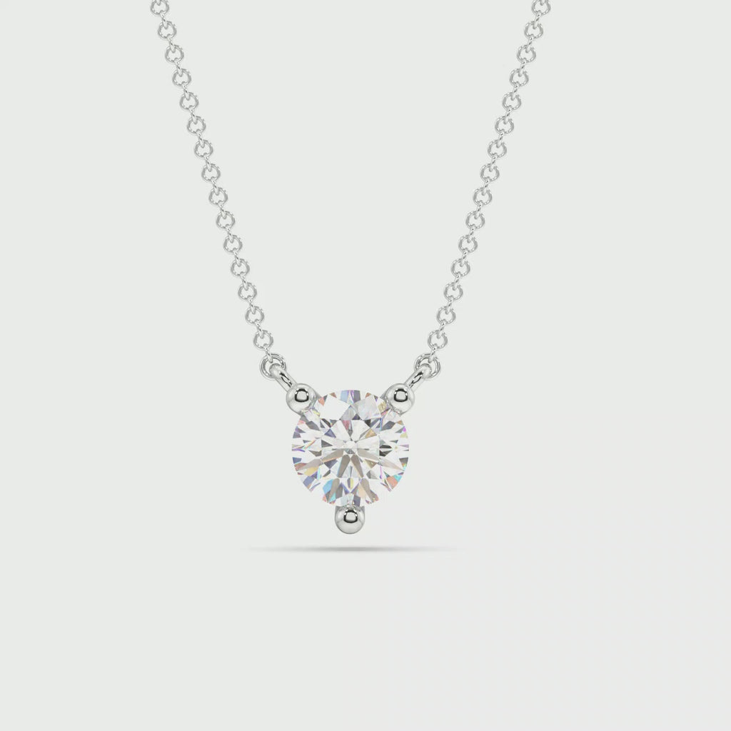 Three Prong Lab Grown Diamond Solitaire Pendant — LGP200117-1.mp4