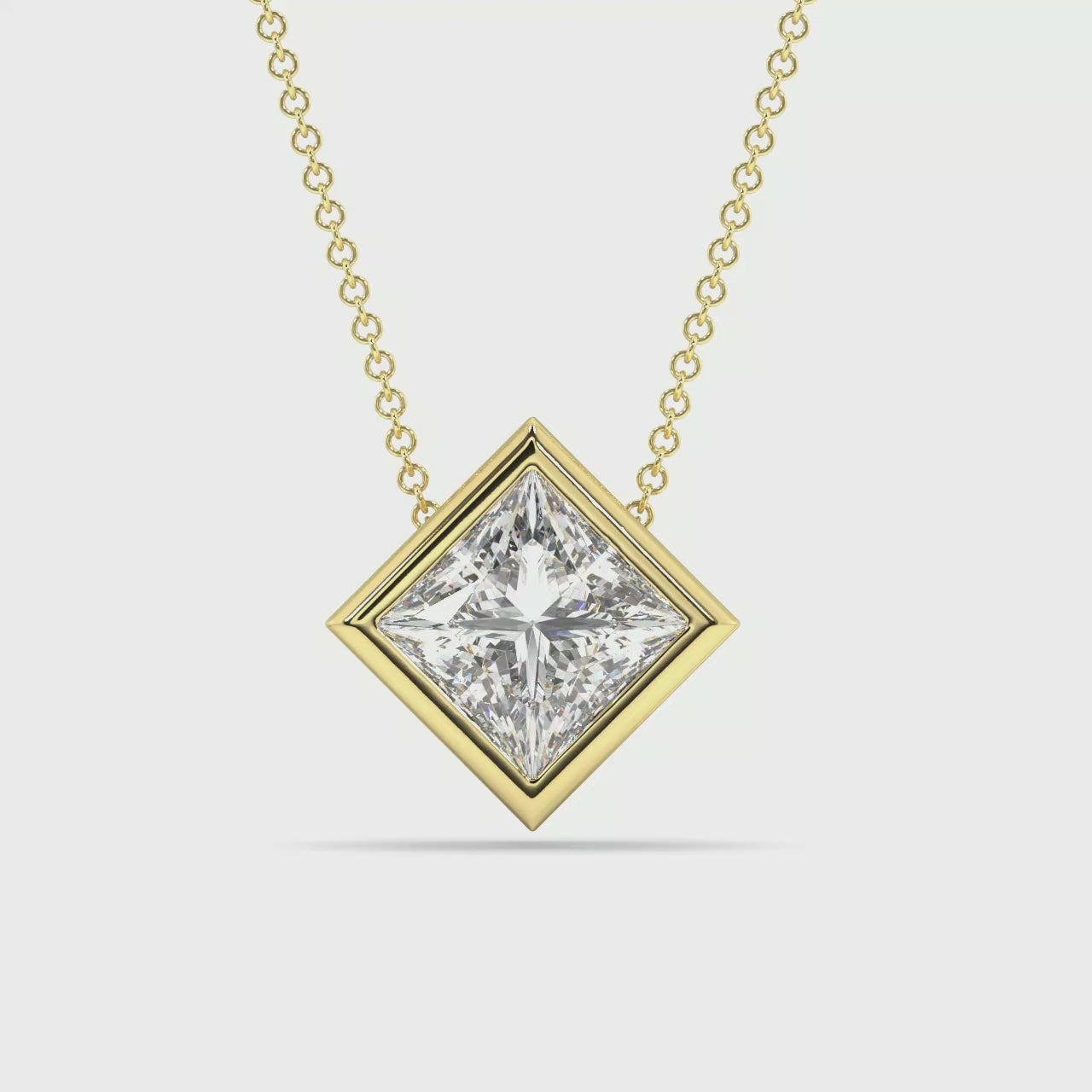 Bezel Set Lab Grown Diamond Solitaire Pendant — LGYFP0025-1.mp4