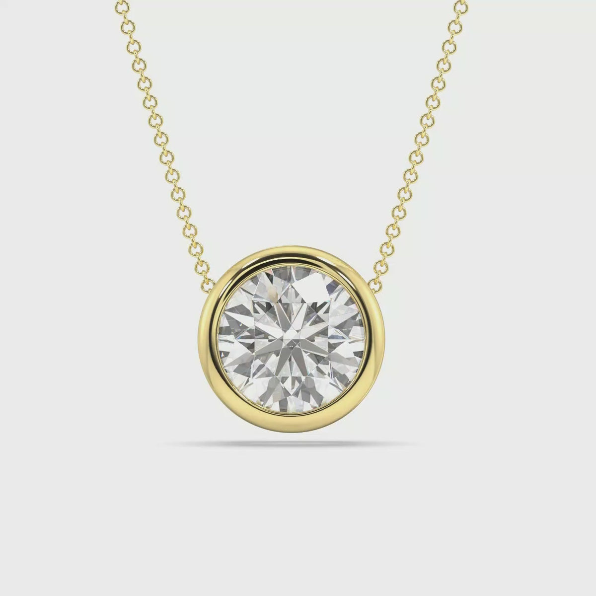 Bezel Set Lab Grown Diamond Solitaire Pendant — LGYFP0030-1.mp4